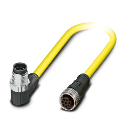 Phoenix Contact Right Angle Male 8 way M12 to Straight Female 8 way M12 Actuator/Sensor Cable, 1.5m [1406095]; 497-197
