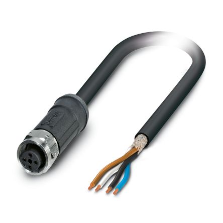 Phoenix Contact Free Ends to Straight Female 4 way M12 Actuator/Sensor Cable, 30m [1408855]; 497-201