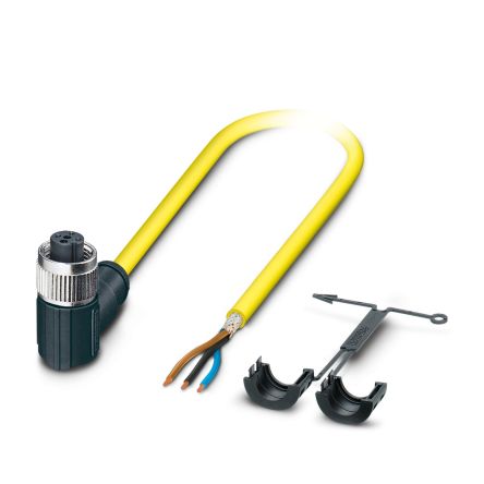 Phoenix Contact Right Angle Female 3 way M12 to Straight Free Ends Actuator/Sensor Cable, 10m [1409505]; 497-204