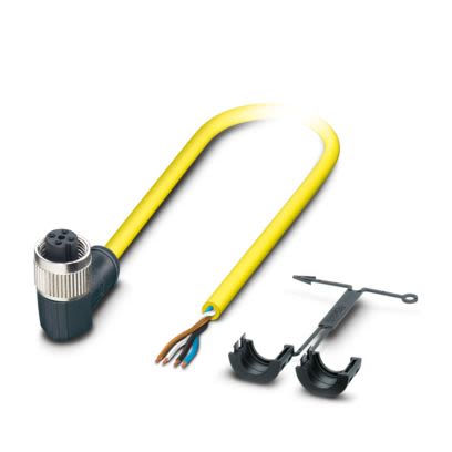 Phoenix Contact Right Angle Female 4 way M12 to Straight Free Ends Actuator/Sensor Cable, 2m [1409577]; 497-219