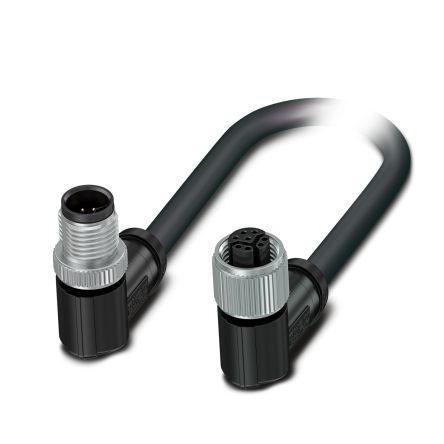 Phoenix ContactNBC, 2m Cat5, Black M12 to Male M12 Female, Shielded Shielded, Terminated Polyurethane Sheath [1057783]; 497-352