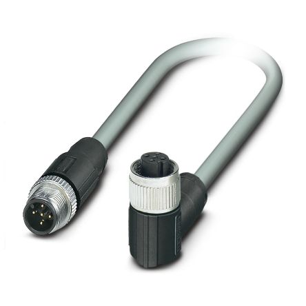 Phoenix Contact Straight Male 5 way M12 to Right Angle Female 5 way M12 Bus Cable, 1.5m [1405990]; 497-400