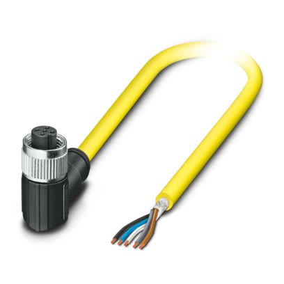 Phoenix Contact Right Angle Female 5 way M12 to Straight Free Ends Actuator/Sensor Cable, 2m [1406152]; 497-413