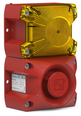 Pfannenberg 23311103000 Series Yellow Sounder Beacon, 230 V ac, IP66, Side Mounted, 105dB at 1 Metre [23311103000]; 497-510