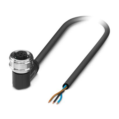 Phoenix Contact Free Ends to Right Angle Female 3 way M12 Sensor Actuator Cable, 1.5m [1386380]; 497-698