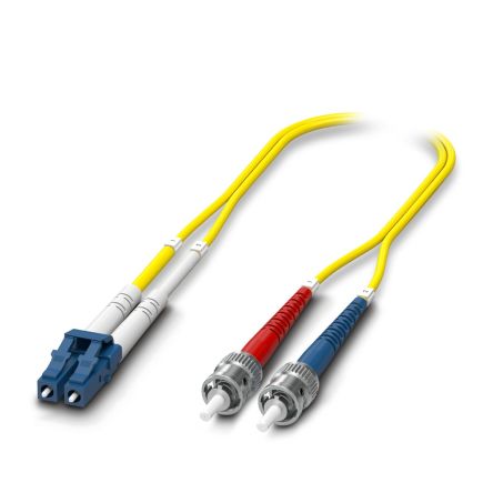 Phoenix Contact LC to ST x 2 Duplex Single Mode OS2 Fibre Optic Cable, 900μm, Yellow, 5m [1115592]; 497-871
