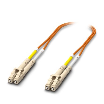Phoenix Contact LC to LC Duplex Multi Mode OS2 Fibre Optic Cable, 50/125μm, Orange, 2m [1115634]; 497-874