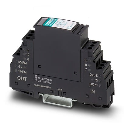 Phoenix Contact, PLUGTRAB PT Surge Protection Plug 250 V ac Maximum Voltage Rating 20kA Maximum Surge Current Surge [2920120]; 497-975