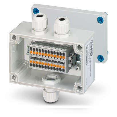 Phoenix Contact E AB A Series Grey ABS Junction Box, 12 Terminals, 130 x 80 x 60mm [3001999]; 497-982