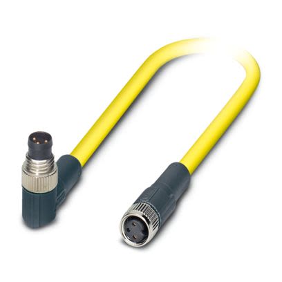 Phoenix Contact Right Angle Male 3 way M8 to Straight Female 3 way M8 Sensor Actuator Cable, 500mm [1406283]; 498-023
