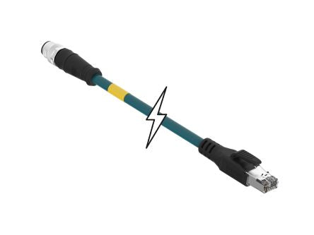 TE Connectivity120108, 20m, Green M12 to Male RJ45 Male Shielded, Terminated TPU Sheath [1201088461]; 508-261