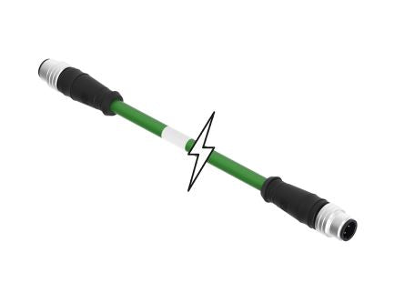 TE Connectivity Straight Male M12 to Straight Male M12 Cordset, 10m [1201080243]; 508-473