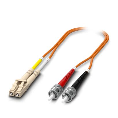 Phoenix Contact LC to ST x 2 Duplex Multi Mode OS2 Fibre Optic Cable, 62.5/125μm, Orange, 5m [1146516]; 509-629