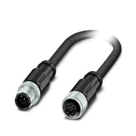 Phoenix ContactNBC, 2m Cat5, Black M12 to Male M12 Female, Shielded Shielded, Terminated Polyurethane Sheath [1057782]; 509-632