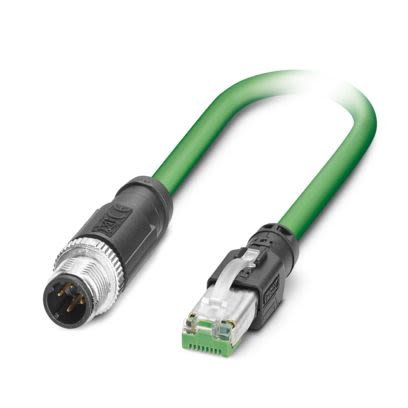 Phoenix Contact, 20m Cat5, Green M12 to Male RJ45 Male, Shielded Shielded, Terminated PVC Sheath [1080102]; 509-641