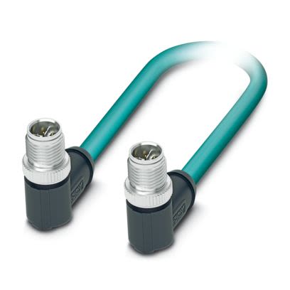 Phoenix Contact, 2m Cat6a, Light Blue M12 to Male M12 Male, Shielded Shielded, Terminated Polyurethane Sheath [1080721]; 509-644