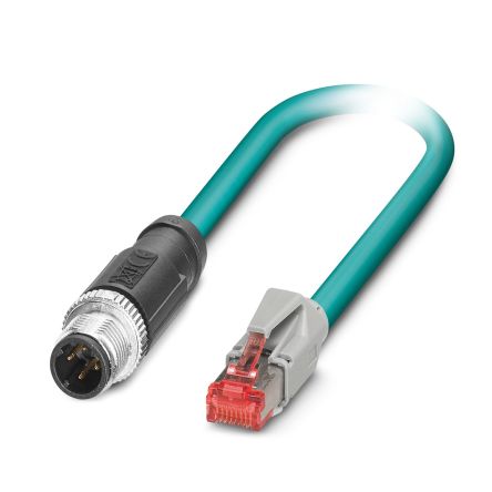 Phoenix Contact, 20m Cat5, Light Blue M12 to Male RJ45 Male, Shielded Shielded, Terminated Polyurethane Sheath [1031021]; 509-659