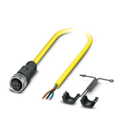 Phoenix Contact Straight Female 3 way M12 to Straight Free Ends Actuator/Sensor Cable, 2m [1409534]; 509-741
