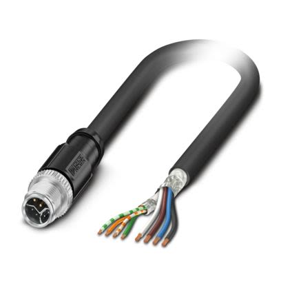 Phoenix ContactNBC, 16m Cat5, Black M12 to Male Free Ends, Shielded Shielded, Terminated Polyurethane Sheath [1343467]; 509-766