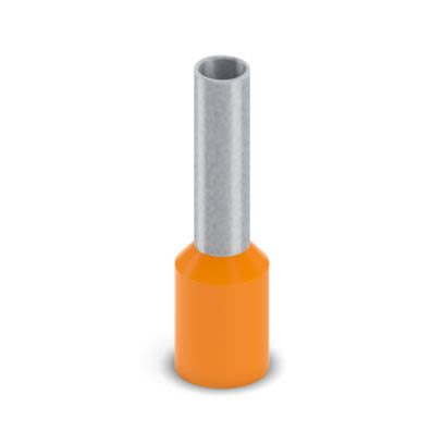 Phoenix Contact, AI Insulated Bootlace Ferrule, 17mm Pin Length, 2.8mm Pin Diameter, Orange [2100054]; 517-180