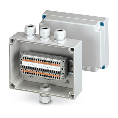 Phoenix Contact E AB A Series Grey ABS Junction Box, 20 Terminals, 180 x 130 x 100mm [3002001]; 517-336