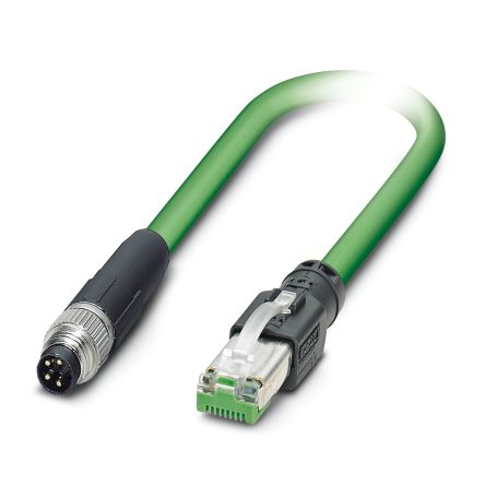 Phoenix ContactNBC, 200mm Cat5, Green M8 to Male RJ45 Male, Shielded Shielded, Terminated Polyurethane Sheath [1157865]; 517-805