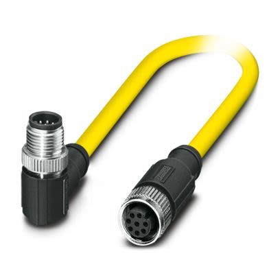 Phoenix Contact Right Angle Male 8 way M12 to Straight Female 8 way M12 Actuator/Sensor Cable, 1.5m [1406074]; 517-994
