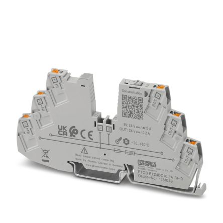 Phoenix Contact PTCB E1 Electronic Circuit Breaker 200mA 24V 13610, 1 channels , DIN Rail Mount Type E [1361049]; 518-060