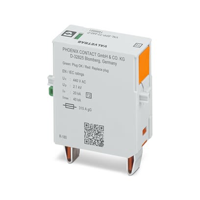 Phoenix Contact, VAL-SPP Surge Protection Plug 440 V ac Maximum Voltage Rating 40kA Maximum Surge Current Surge [1466691]; 519-552