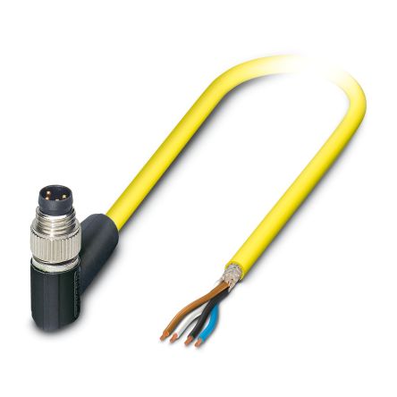 Phoenix Contact Right Angle Male 4 way M8 to Free Ends Actuator/Sensor Cable, 2m [1406015]; 519-780