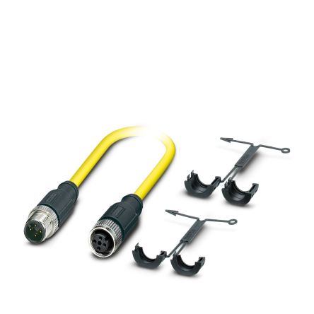 Phoenix Contact Straight Male 4 way M12 to Straight Female 4 way M12 Actuator/Sensor Cable, 1.5m [1409538]; 519-799
