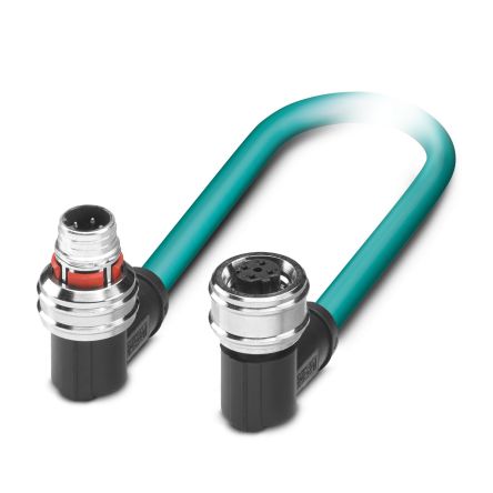 Phoenix ContactNBC, 300mm Cat5, Light Blue M12 to Male M12 Female, Shielded Shielded, Terminated Polyurethane Sheath [1224273]; 519-930