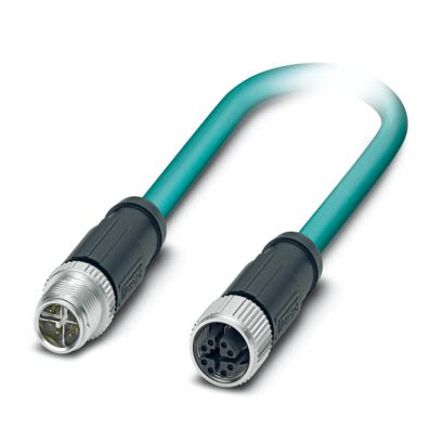 Phoenix ContactNBC, 5m Cat6a, Light Blue M12 to Male M12 Female, Shielded Shielded, Terminated Polyurethane Sheath [1080744]; 519-993
