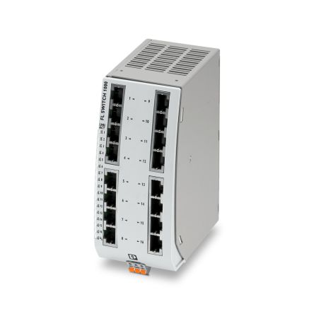 Phoenix Contact FL SWITCH Series DIN Rail Mount Ethernet Switch, 16 RJ45 Ports, 1000Mbit/s Transmission, 24V [1085115]; 519-997