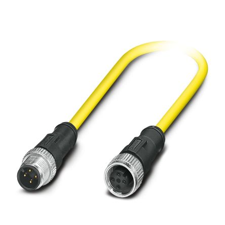 Phoenix Contact Straight Male 4 way M12 to Straight Female 4 way M12 Actuator/Sensor Cable, 1.5m [1406220]; 521-090