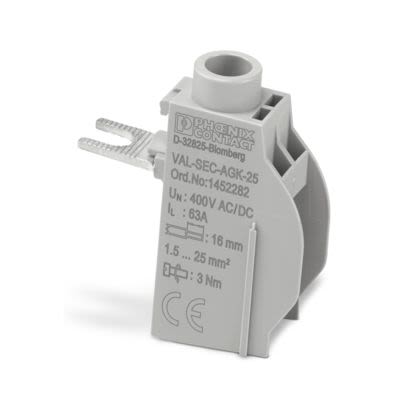 Phoenix Contact VAL-SEC Series Terminal Block for Use with DIN Rail Terminal Block, 63A [1452282]; 521-463