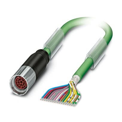 Phoenix Contact 1624781 Power 0.14 mm² 17 Core Power Cable, Green Polyurethane PUR, 5m [1624781]; 521-638