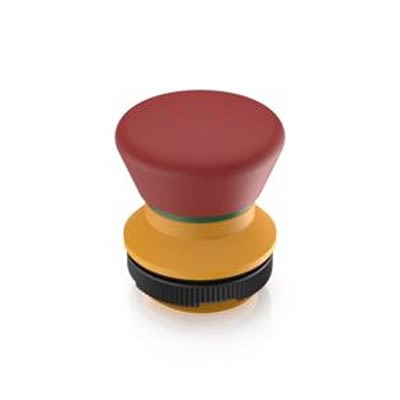 RAFI RAFIX 22 FS Series Latching Emergency Stop Push Button, PCB, 22.3mm Cutout, DPST, IP65 [1.30.273.311/2300]; 525-443