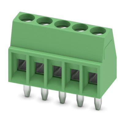 Phoenix Contact 1725 Series PCB Terminal Block, 5-Contact, 2.54mm Pitch, Wave Soldering, 1-Row, Pin Termination [1725685]; 535-151