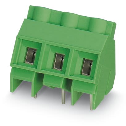Phoenix Contact PCB Terminal Block, 3-Contact, 9.52mm Pitch, Wave Soldering, 1-Row, Plug In, Screw Termination [1720020]; 535-522