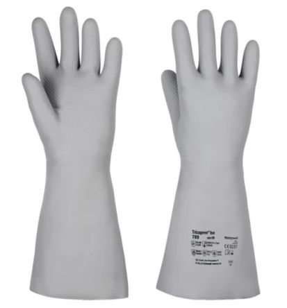 Honeywell Safety Tricopren ISO Grey Cotton Chemical Resistant Work Gloves, Size 9, Cotton Coating [078909141X]; 535-620