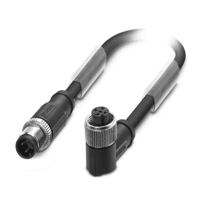 Phoenix Contact Straight Male 4 way M12 to Right Angle Female 4 way M12 Sensor Actuator Cable, 1.5m [1500981]; 535-827