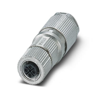 Phoenix Contact, SACC-M12FSS-3PECT-CM SH IP65 Grey Cable Mount 4P Power Connector Socket, Rated At 12A, 690 V ac [1027469]; 535-863