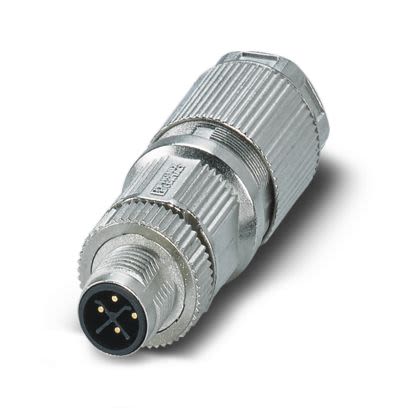 Phoenix Contact, SACC-M12MSS-3PECT-CM SH IP65 Grey Cable Mount 4P Power Connector Plug, Rated At 12A, 690 V ac [1027467]; 535-939