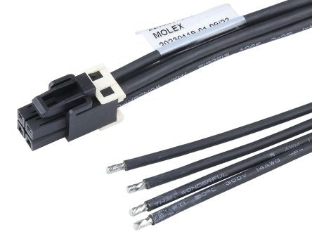 Molex 4 Way Female Crimped Terminal to 4 Way Male Pigtail Wire to Board Cable Assembly, 150mm [2240861042]; 536-374