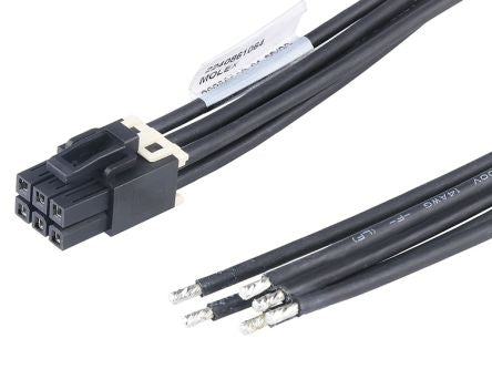 Molex 6 Way Female Crimped Terminal to 6 Way Male Pigtail Wire to Board Cable Assembly, 600mm [2240861064]; 536-381