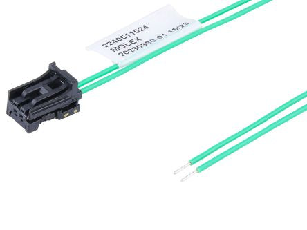 Molex 2 Way Female Crimped Terminal to 2 Way Male Pigtail Wire to Board Cable Assembly, 300mm [2240511023]; 536-554