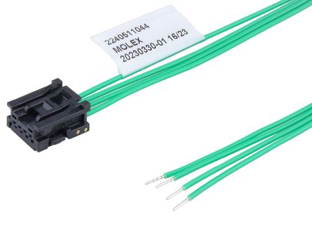 Molex 4 Way Female Crimped Terminal to 4 Way Male Pigtail Wire to Board Cable Assembly, 150mm [2240511042]; 536-557