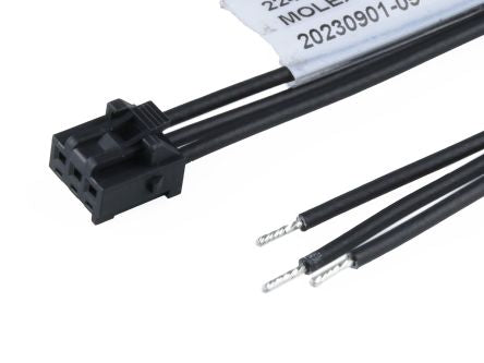 Molex 3 Way Female Crimped Terminal to 3 Way Male Pigtail Wire to Board Cable Assembly, 600mm [2240901034]; 536-608