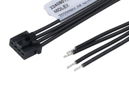 Molex 4 Way Female Crimped Terminal to 4 Way Male Pigtail Wire to Board Cable Assembly, 600mm [2240901044]; 536-611